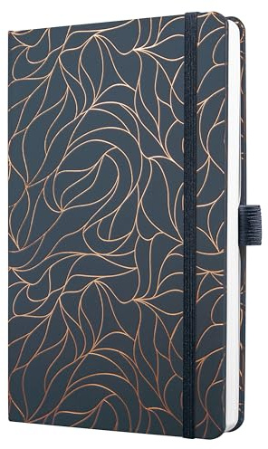 Sigel Notizbuch Jolie A5 liniert Tagebuch Dunkelblau Hardcover | JN365, Gummiband, Stiftschlaufe, Einstecktasche, nachhaltiges Papier