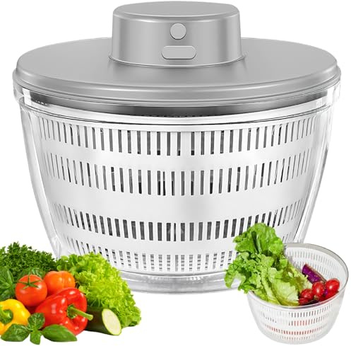 Hilai Electric Salad Spinner 4L Large Salad Spinner Quick Drainage Lettuce Spinners with Bowl and Colander for Vegetables, Greens, Herbs, Berries