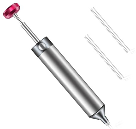 Bomba desoldadora al vacío de metal con 2 boquillas de silicona, alta potencia de succión resistente a altas temperaturas, herramienta de desoldadura manual perfecta para eliminar soldaduras