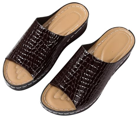 Nuoke sandalias mujer verano,zapatos verano mujer,de con gruesa y ligera, estilo comercio exterior, con diseño moderno y estampados de arrastre. Fucsias Planas (Coffee, 36)