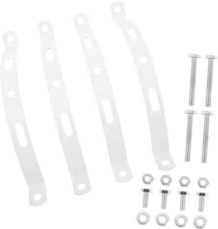 Yardwe 4 Pezzi Supporto per Palo Lampione Stradale Bianco in Ferro e Acciaio 29,5x8x2,5 Cm, Montaggio Efficiente e Stabile per Lampade da Esterno su Pali da 130 a 180 Mm in Spazi Pubblici