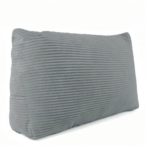 DBAATTZ Rückenkissen, Cord Keilkissen 70x40x20 cm, Rückenkissen Cord Optik, Keilkissen, Rückenpolster für die Wand, Lesekissen für Bett und Sofa, für Sofa, Bett, Hellgrau
