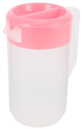 Yardwe Jarra de Agua Rosa de Plástico de 2400ml con Escala, Práctica y Elegante para Bebidas en Picnics y Fiestas
