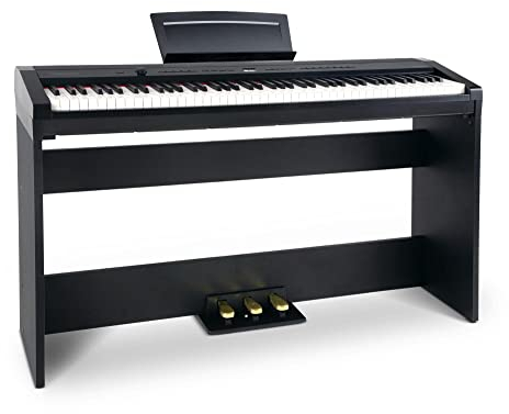 Steinmayer P-60 SM Compact Piano (Stagepiano mit 88 Tasten und passendem Unterbau, Hammermechanik, Anschlagdynamik, 128-fach polyphon, 14 Sounds, inkl. Notenhalter und Netzteil) schwarz