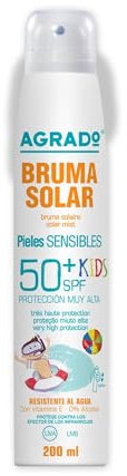 Creme solaire pour enfants 50+ spray, protecteur solaire hydratant, resistant à l'eau, texture légère 200 ml - AGRADO