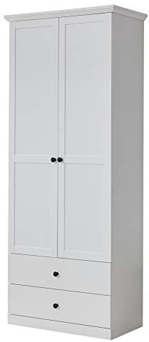 trendteam smart living - Baxter - Garderobenschrank - Weiß - Mehrzweckschrank mit 5 Einlegeböden - (BxHxT) 81 x 196 x 41 cm - Landhausstil - Kratzfest