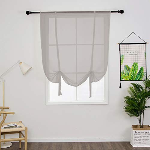 SIMPVALE 1 Stück Sheer Voile Vorhänge, 100×140cm Grau Raffrollo Vorhang, Transparente Gardinen für Wohnzimmer Schlafzimmer