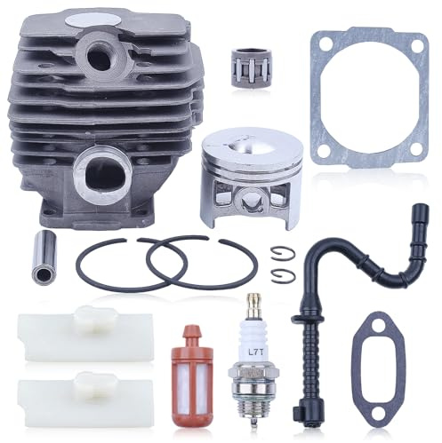 Adefol 46mm Piston et Cylindre pour STIHL 028 028AV 028AVS 028WB AV028 Tronconneuse Pieces Detachees Cylindre Piston kit avec Bougie Filtre Essence Joints et d'autres 028 AV Accessoire