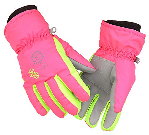 MAGARROW Outdoor Winter Kinder Skihandschuh Warm Snowboard Jungen Mädchen Schneesicher Fleece Kinder Handwärmer (Rosa, M(8~9 Jahre))
