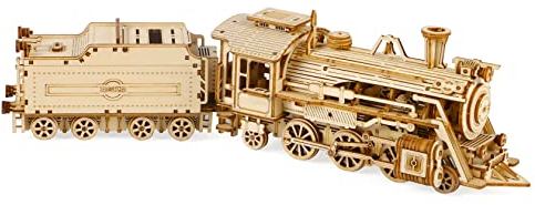 ROKR 3D Puzzle Express Dampflokomotive Holzpuzzle Modellbau - lokomotive Holzbausatz - Weihnachten Geburtstagsgeschenk für Jugendliche und Erwachsene (Prime Steam Express)