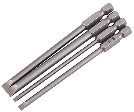 Jeu de embouts de tournevis à fente 4Pcs S2 Acier allié 100 mm magnétique 1/4 tige hexagonale SL3 SL4 SL5 SL6 embouts de tournevis 3 mm 6 mm