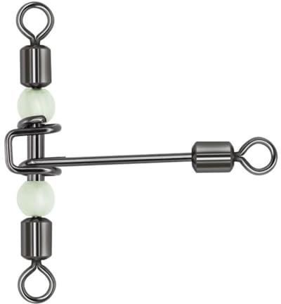 QHDJIANHUI 3-Wege-Wirbel, strapazierfähig, Kreuzschnur, 3-Wege-Wirbel, Angelzubehör, Salzwasser, Lumious Triple T-Form, Barrel Rolling Swivels (1/0 x 1#-43,1 kg, 20 Stück)