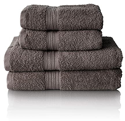 ALCLEAR Komfort frottéhandduk set absorberande av 100% ekologisk bomull, frottéserie i 6 färger och 5 storlekar, färg: antracit, 2 x duschhanddukar 70 x 140 cm och 2 x handdukar 50 x 100 cm