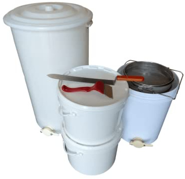 Beekeeping Supplies UK Ltd - Honey Extractor Kit - with 2 Frame Honey Extractor, Uncapping Tools, 20L Settling Tank and 2 x 11L (30lb) Honey Buckets