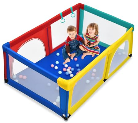 LIFEZEAL Parque infantil para bebés, centro de actividad de Oxford con 50 bolas, con ventosas antideslizantes, ideal para interior y exterior (122 x 192 x 69 cm, colorido)