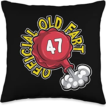 47th Birthday Official Old Fart Funny Red Whopee Cushion Throw Pillow
