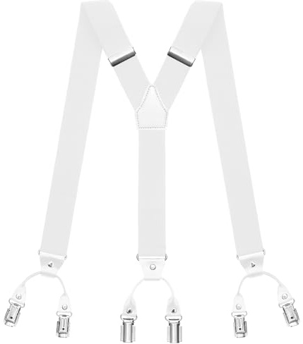 Sencillo Hosenträger Herren mit 6 Starken Clips Y-Form Weiß