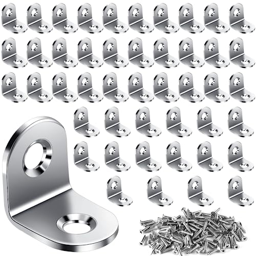 50 connettori Angolari in acciaio inox, a forma di L, Squadrette per Mensola Con 100 Viti per montaggio ad angolo, staffa, mobili, tavolo, sedia, libreria Ripiani/Mensola Di Legno Tavolo Sedia