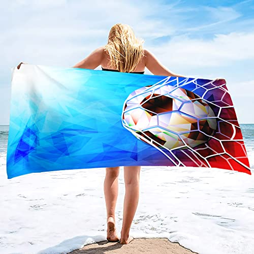 KINITA Fußball Strandtuch Groß 80x160, 3D Graffiti Badetuch Mikrofaser Handtücher, Strandhandtuch Schnell Trocknendes Sandfreies Badehandtuch, Saunatuch, Handtuch, Damen, Herren, Strandtücher