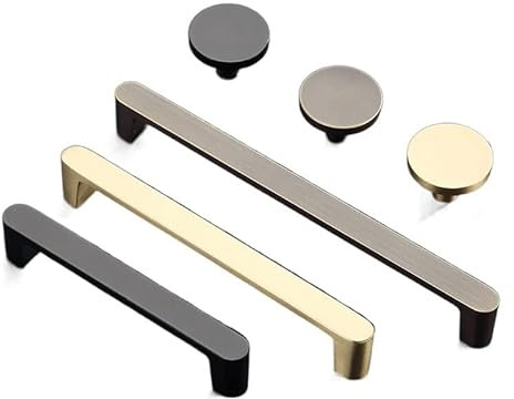 FASOLI Reiner Messingknopf Küchenschrankgriffe Schranktürgriffe Schubladenknöpfe Modern Gold Schwarz Kaffee Möbelbeschläge 1pc (Color : Black 128mm)