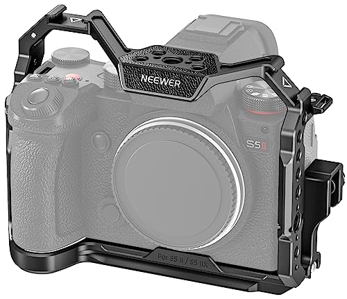 NEEWER G9 II S5 II Cage S5 IIX Käfig Kamera mit HDMI Kabelklemme NATO Schiene Arca QR Basis 3/8 ARRI 1/4 Gewinde Cold Shoe, kompatibel mit Panasonic LUMIX S5 II/S5 IIX DJI RS2 RS3 Gimbal, CA020