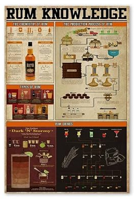 Rum Knowledge,12 * 8 Inches Vintage Funny Poster Wall Decor Art Gift Retro Picture Metal Sign