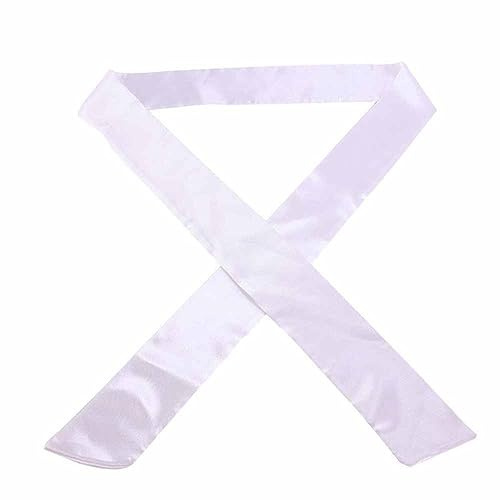 SHTGOI Satin Gürtel 160 * 7cm Stoffgürtel Lange Gürte Satin Schärpe Brautgürtel,Kann als Seidenschal Stirnband Schleife Haarschmuck,Taillengürtel für Abendkleid Brautjungfer Hochzeit Party Weiß
