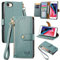 VEEMOS Zipper Wallet Case for Apple iPhone SE 2020 / SE 2022 5G / iPhone 7 / iPhone 8 Phone Case with Purse Card Holders RFID Blocking Leather Flip Case Book Cover Wrist Strap Women - Green