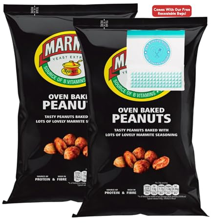 Savoury Snack Hampers with Mar mite Oven Baked Peanuts, 190g x2 and Resealable bag