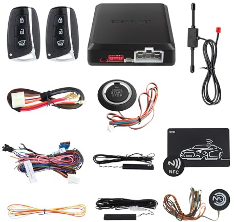 EASYGUARD EC002-HY-NFC PKE Passive Keyless Entry Car Alarm System Remote Start Starter Push Start Stop Button NFC Lock Unlock DC12V