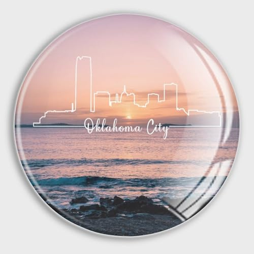 Evans1nism America Oklahoma City Skyline Magnete, Kühlschrank-Magnete, Whiteboard für Kühlschrank, Landschaft, Glas, niedliche Magnete, Aufkleber für Winterurlaub, Metalltür, Garage, Auto, 4 Stück