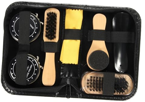 Brosse à Chaussures en Poils Noirs, Légère pour Lustrage et Nettoyage