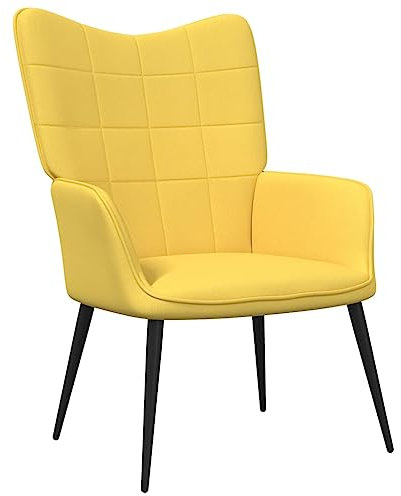 THOYTOUI Relaxsessel, PolsterStuhl Leseessel Cocktailsessel Liegesessel Geeignet für Balkon Speisesaal Wohnzimmer Schlafzimmer Senfgelb Stoff