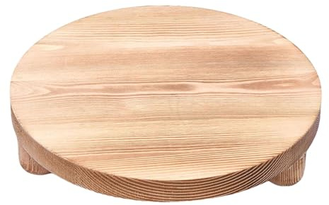 Rialzo in legno – Supporto rotondo a piedistallo, espositore realizzato in legno, vassoio decorativo per bagno, bancone angolare con piedini piccoli, alzata in legno per saponetta