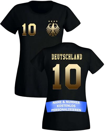 Deutschland Damen T-Shirt Fußball Trikot WM 2026 Fanartikel mit eigenem Namen + Nummer