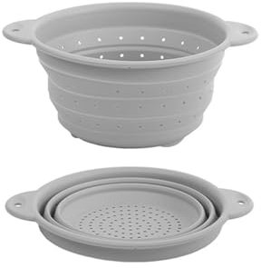 jojobasec Cesta de drenaje plegable de silicona para escurridor creativo retráctil de frutas y verduras, herramienta de almacenamiento de cocina, gris, plateado