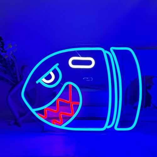 YUEYYNS Hai Neon Schild,Haibombe förmige Neonlicht Gamer Neon für Game Zone Gaming Zimmer Dekor Gaming Zubehör Deko Geschenke für Junge Zimmer Dekor