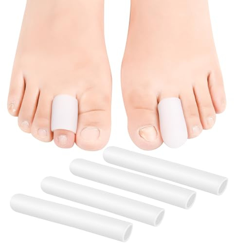 DYKOOK Toe Caps, Gel Toe Tubes 4 Pack, Silicone Toe Sleeves Protectors Bandages Pads for Blister, Callus, Corn, Sore, Toe Rubbing Treatment Wen and Women