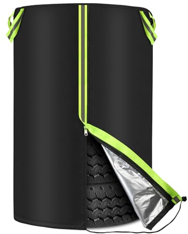 MaxEarn Ø72cm x H117cm Auto Reifentasche, Universale Reifenabdeckung für 4 Reifen, 210D Oxford Reifen Aufbewahrung Tasche mit Reflektierende Streifen, Autoreifen Hülle mit Reißverschluss und Tunnelzug
