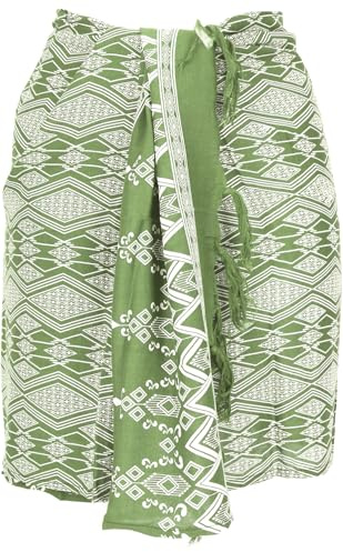 GURU SHOP Schmaler Bali Sarong, Wickelrock, Sarongkleid, Schal, Herren/Damen | 100% Viskose, beidseitig verwendbar, vielseitig tragbar, blickdicht, handgefertigt