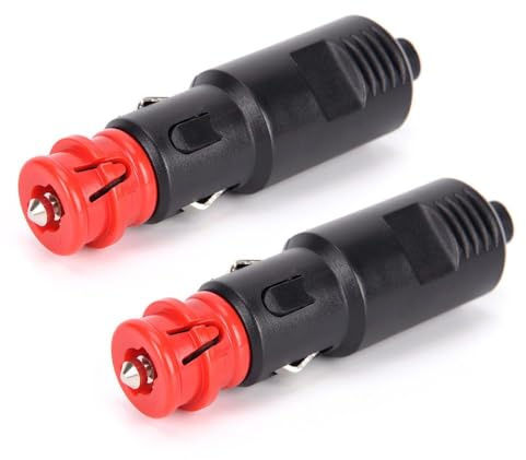 Zigarettenanzünder Stecker Auto 12V Stecker 2 Stk KFZ Sicherheits Universalstecker 12-24V Normstecker mit 10A Sicherung DIN- Ersatz Zigarettenanzünder für Auto LKW PKW Motorrad Kühlbox Navi