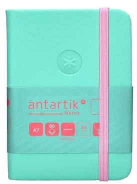Antartik Notizheft mit Gummiband, fester Einband, A7, glatte Blätter, Rosa und Türkis, 80 Blatt, 80 g, FSC