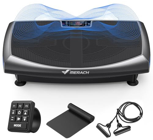 MERACH 4D Vibration Plate Exercise Machine, Vibration Plate for Lymphatic Drainage, 7 Body Sensing Modes, with Light and Bluetooth