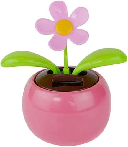 Fiore oscillante a energia solare rosa per auto, decorazione per casa e ufficio, regalo (circa 12 x 7 cm)