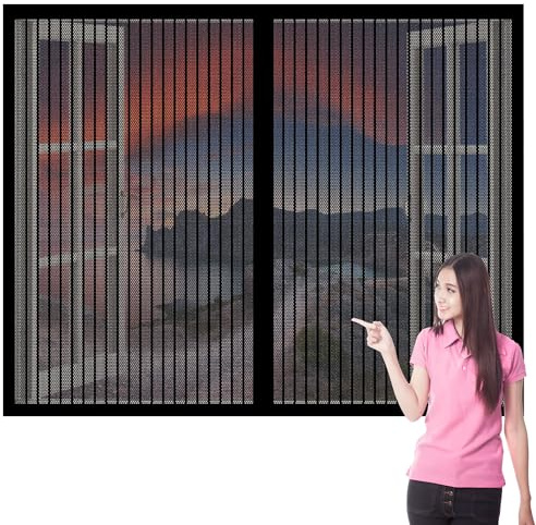 Magnétique Moustiquaire 80 x 137 cm Moustiquaire Aimantée Fenetre Facile à Installer Sans Perçage pour Couloirs, Salon Cuisine Baie Vitree, Noir