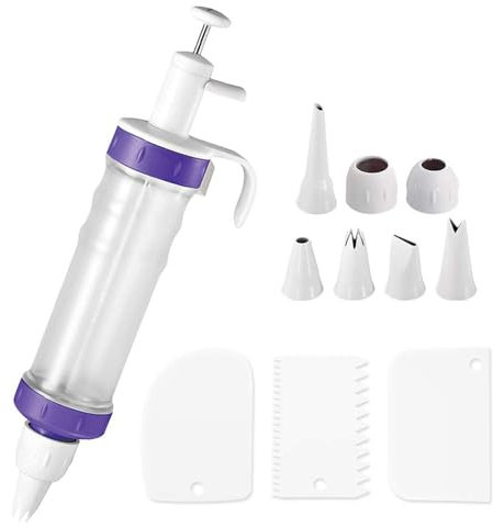 15 - Piece Cake Decorating & Baking Syringe Kit – Cupcake Filling Injector with Icing Nozzles, Scrapers & More for Cookies & Pastries