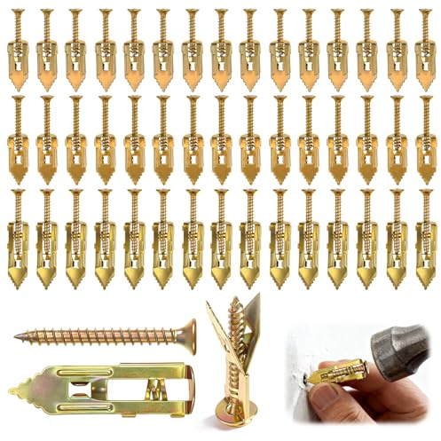 80Pcs Self Drilling Drywall Anchors with Screws, 3 Sizes 40pcs Metal Drywall Anchors and 40Pcs Sheetrock Screws, No Drill Plasterboard Fixings for Plasterboard, Concrete & Masonry