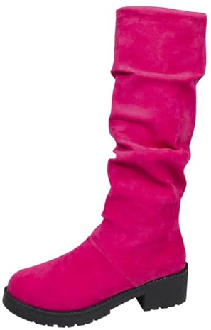 Stivali alti da donna in pelle scamosciata - Stivali invernali da donna neri stivali da donna comodi da donna stivali caldi al ginocchio scarpe invernali leggere scarpe eleganti tubo medio stivali