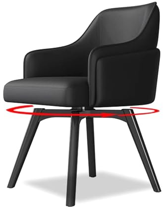 360° snurrbara matstolar, köksstolar i konstläder med ryggstöd och metallben, for matsal, vardagsrum, sovrum, studio(Black,1PCS)