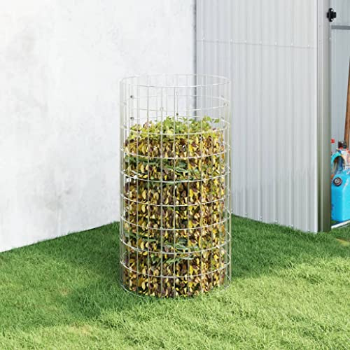 Mokuyary Composteria da giardino Acciaio zincato Ø50x100 cm Composteria Maglia Metallo, Gabbia Compostaggio Foglie, Rifiuti Giardino